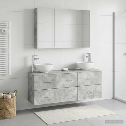 vidaXL Bathroom Furniture Set 4 pcs Concrete Grey