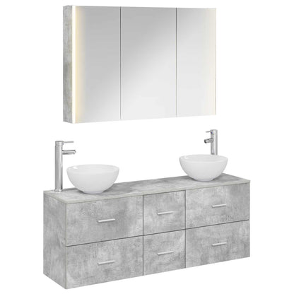 vidaXL Bathroom Furniture Set 4 pcs Concrete Grey