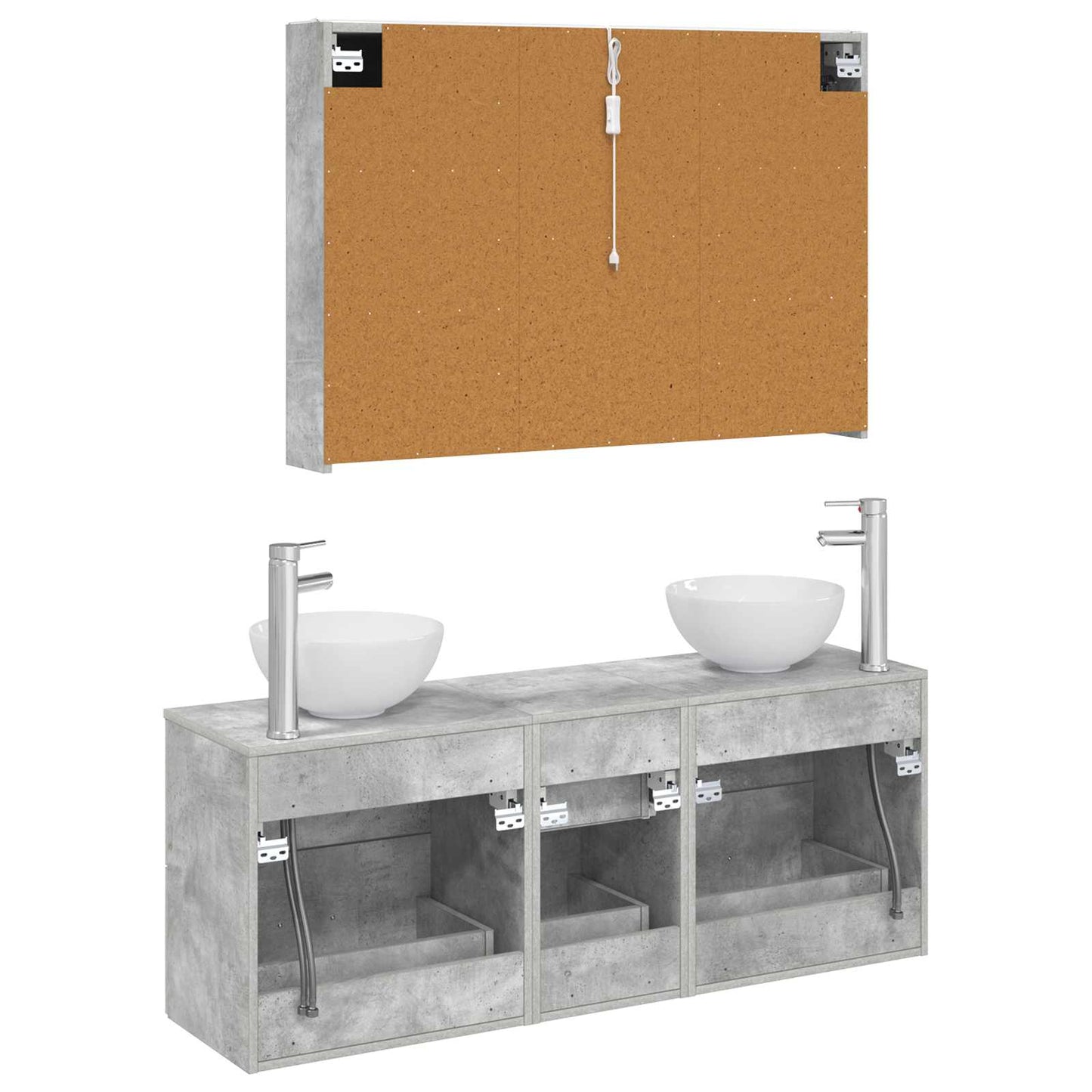vidaXL Bathroom Furniture Set 4 pcs Concrete Grey