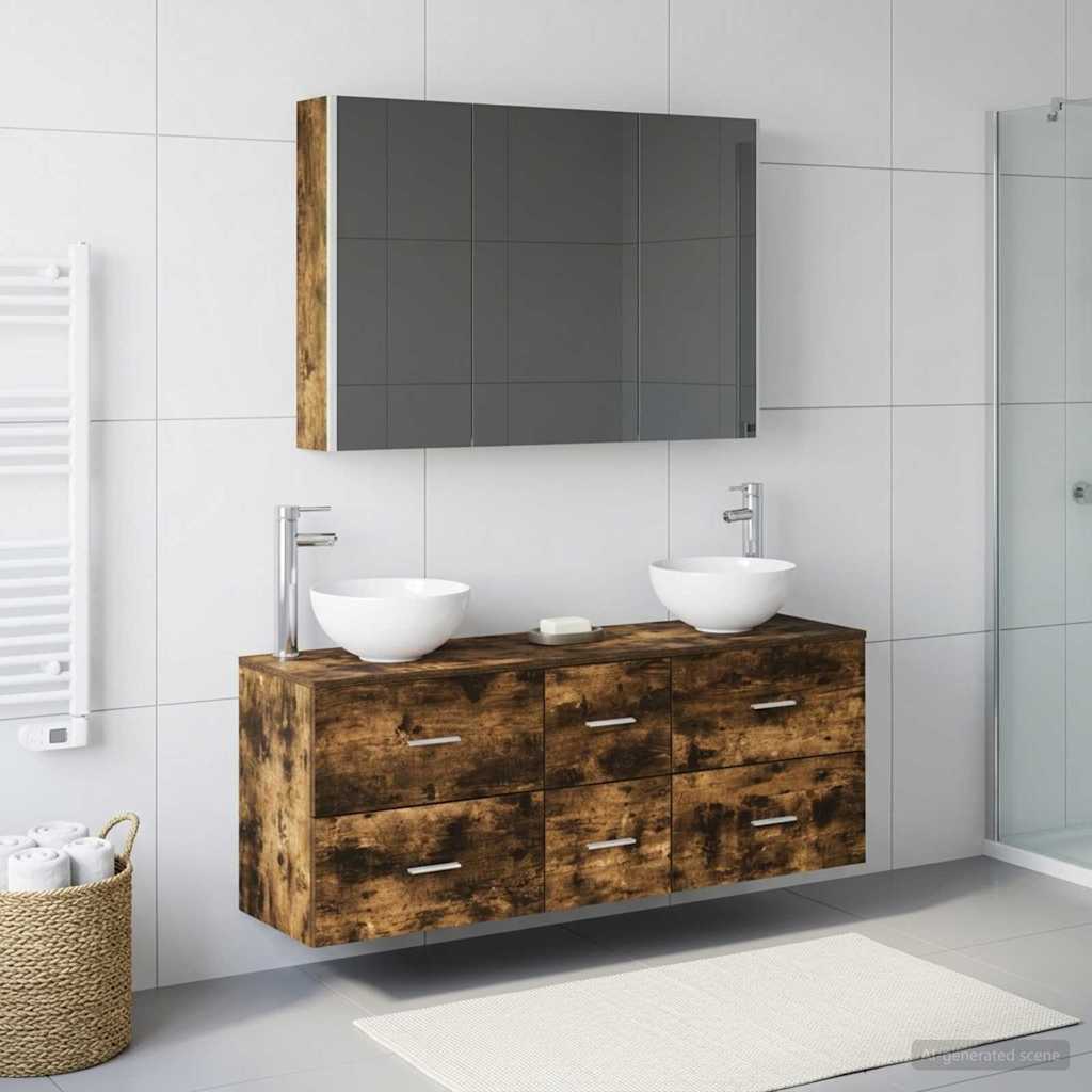vidaXL Bathroom Furniture Set 4 pcs Smoked Oak