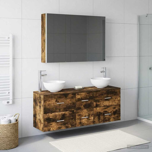 vidaXL Bathroom Furniture Set 4 pcs Smoked Oak