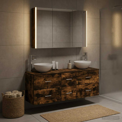 vidaXL Bathroom Furniture Set 4 pcs Smoked Oak