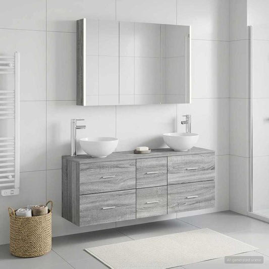 vidaXL Bathroom Furniture Set 4 pcs Grey Sonoma