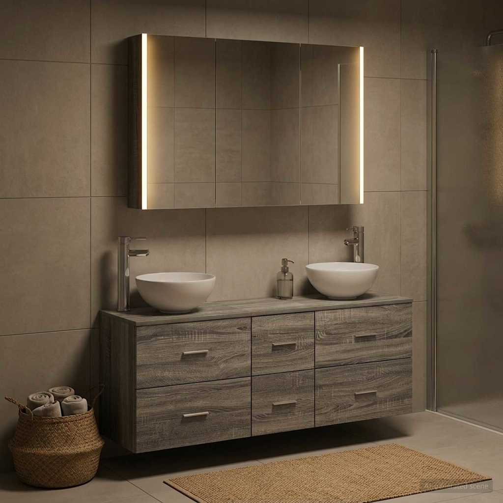 vidaXL Bathroom Furniture Set 4 pcs Grey Sonoma