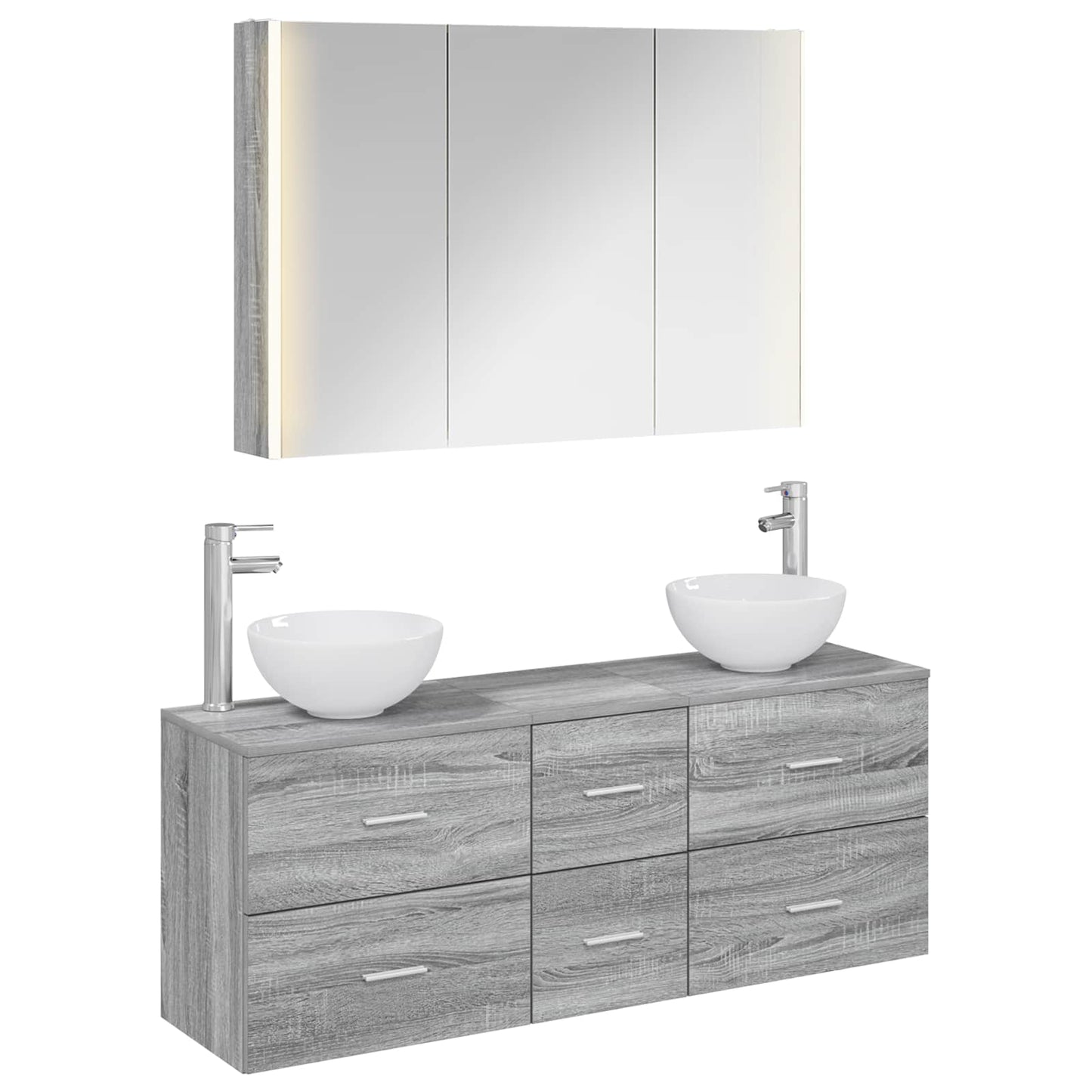 vidaXL Bathroom Furniture Set 4 pcs Grey Sonoma