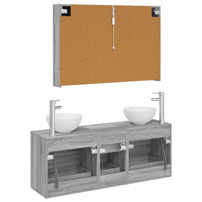 vidaXL Bathroom Furniture Set 4 pcs Grey Sonoma