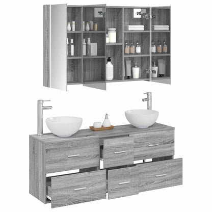 vidaXL Bathroom Furniture Set 4 pcs Grey Sonoma