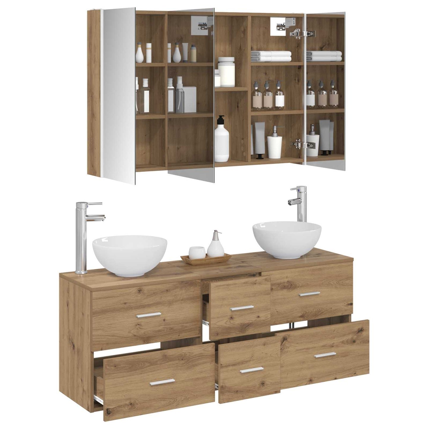 vidaXL Bathroom Furniture Set 4 pcs Artisan Oak