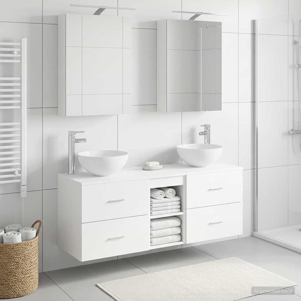 vidaXL Bathroom Furniture Set 5 pcs White Engineered Wood and Glass