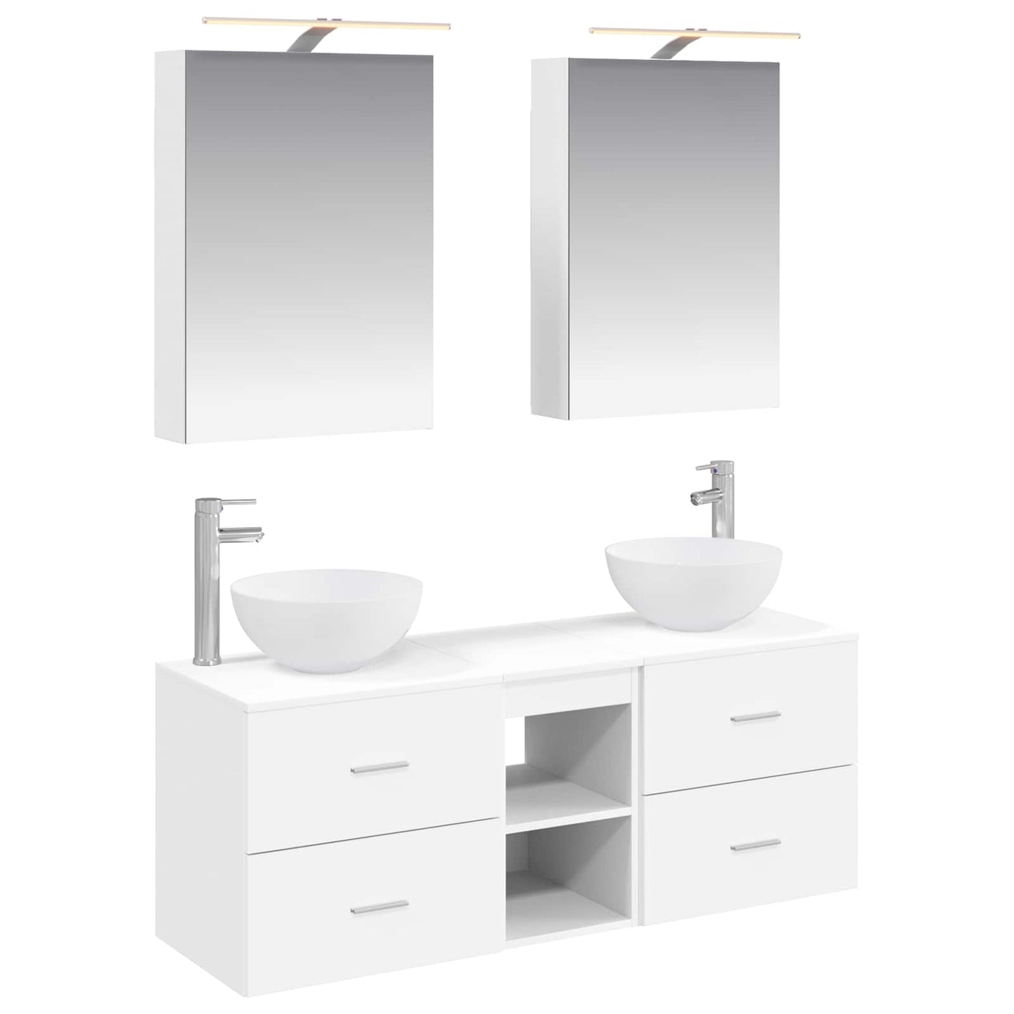 vidaXL Bathroom Furniture Set 5 pcs White Engineered Wood and Glass