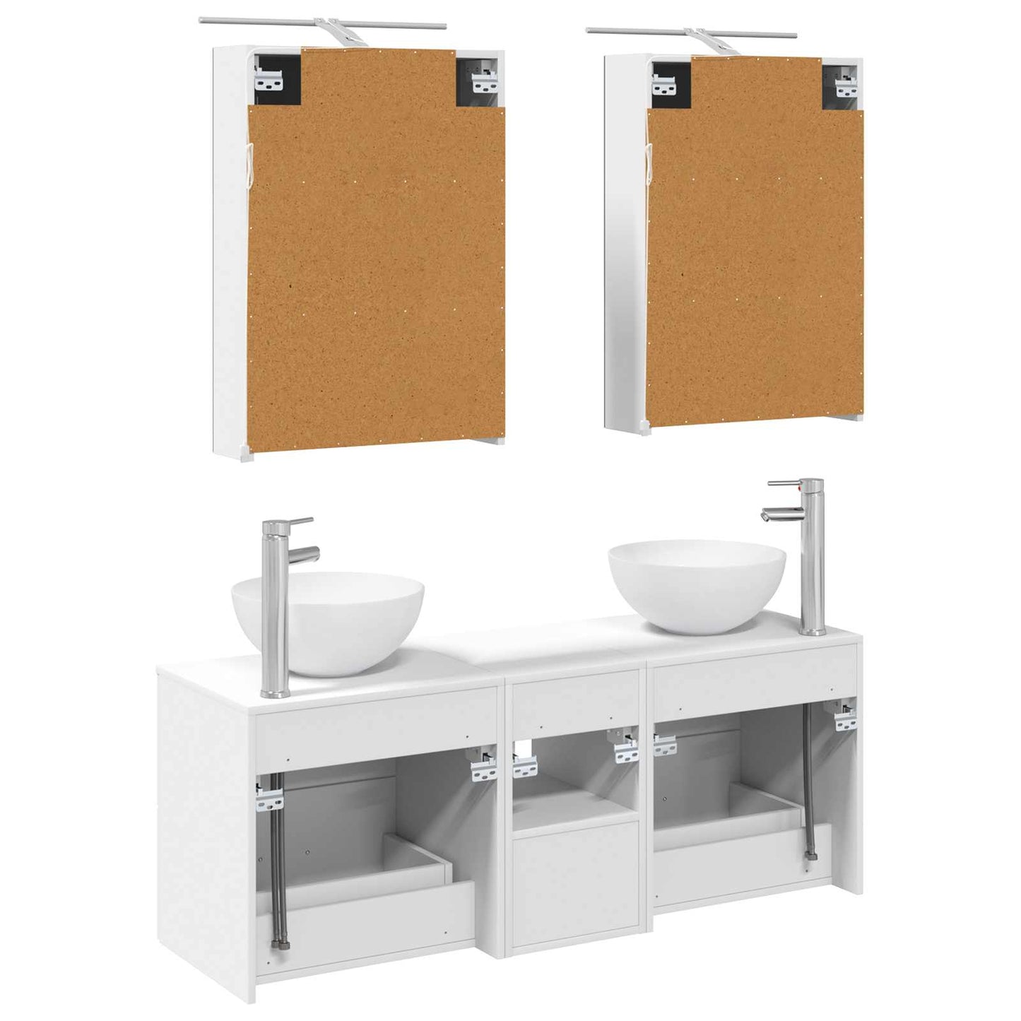 vidaXL Bathroom Furniture Set 5 pcs White Engineered Wood and Glass