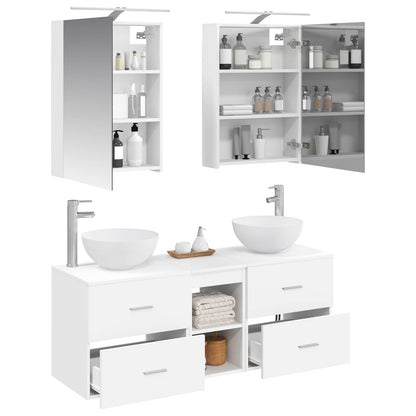 vidaXL Bathroom Furniture Set 5 pcs White Engineered Wood and Glass