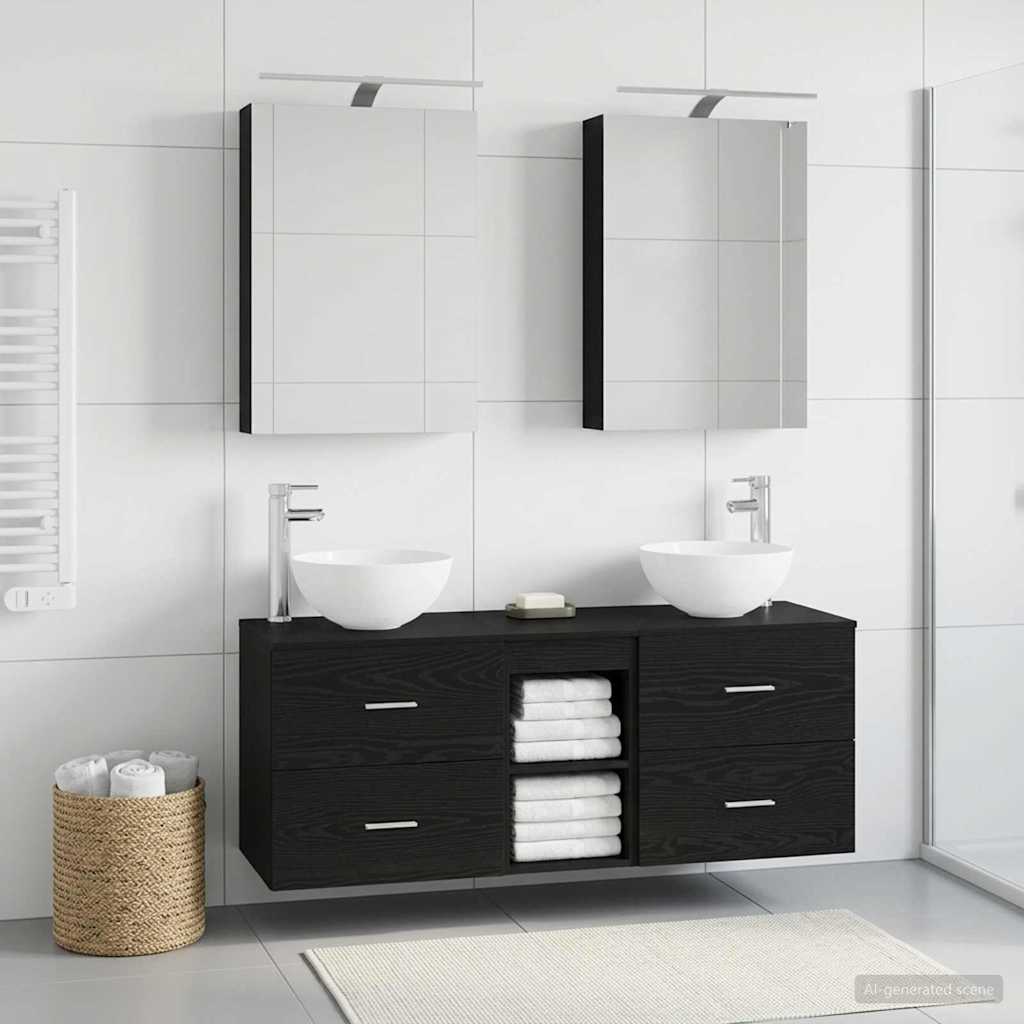 vidaXL Bathroom Furniture Set 5 pcs Black Oak