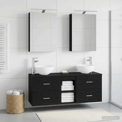 vidaXL Bathroom Furniture Set 5 pcs Black Oak