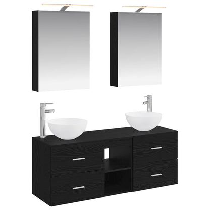 vidaXL Bathroom Furniture Set 5 pcs Black Oak