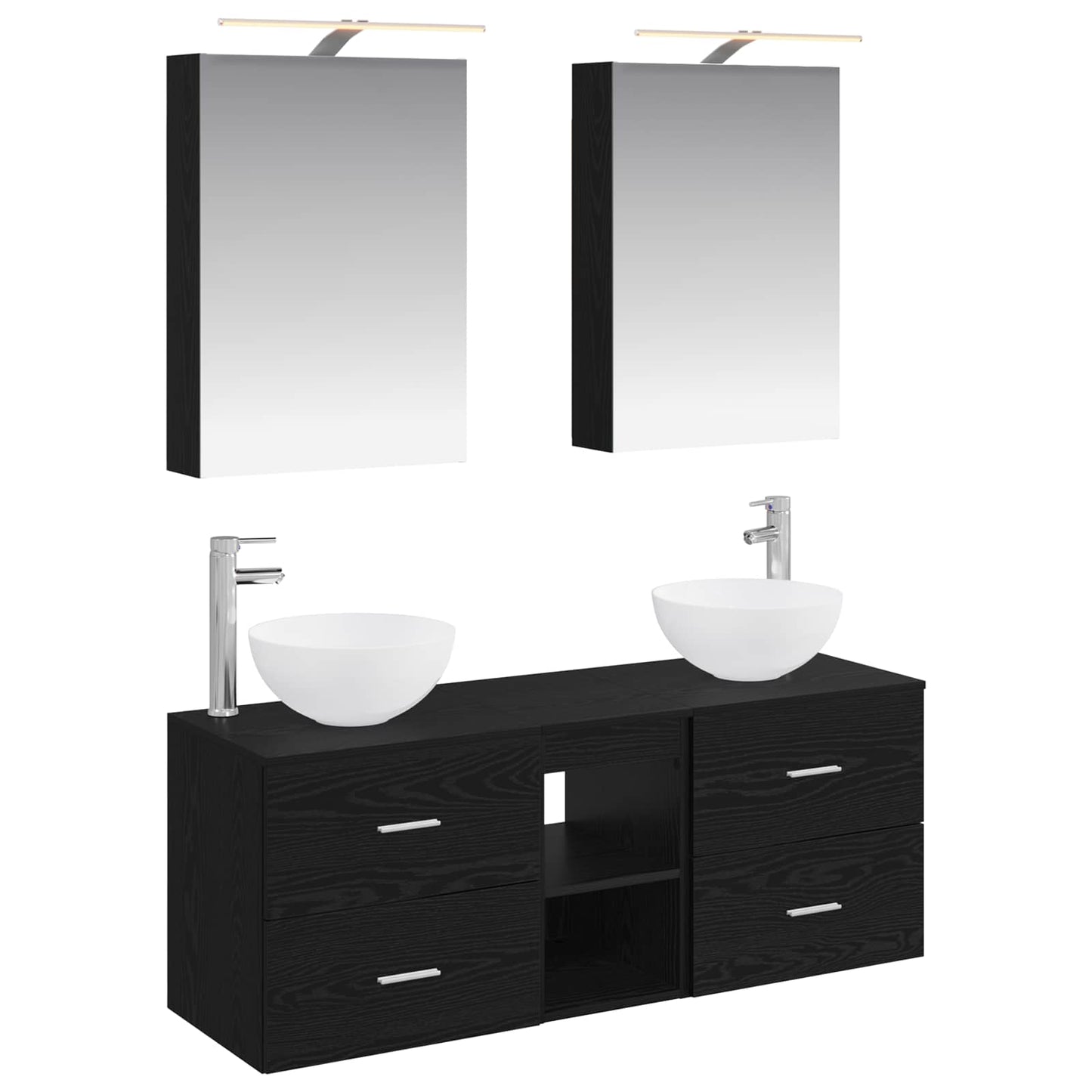 vidaXL Bathroom Furniture Set 5 pcs Black Oak
