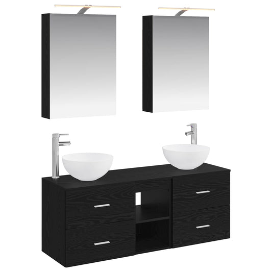 vidaXL Bathroom Furniture Set 5 pcs Black Oak