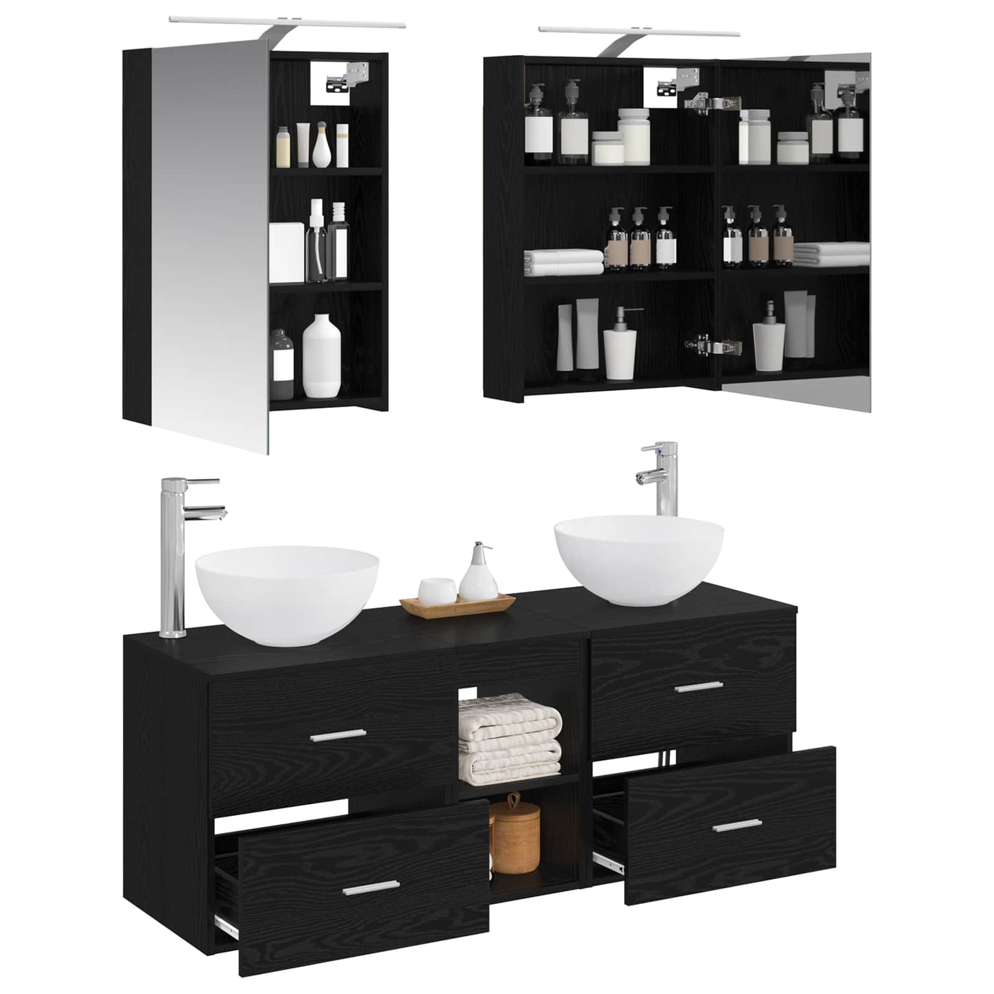 vidaXL Bathroom Furniture Set 5 pcs Black Oak