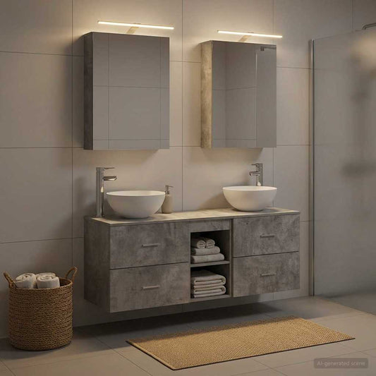 vidaXL Bathroom Furniture Set 5 pcs Concrete Grey