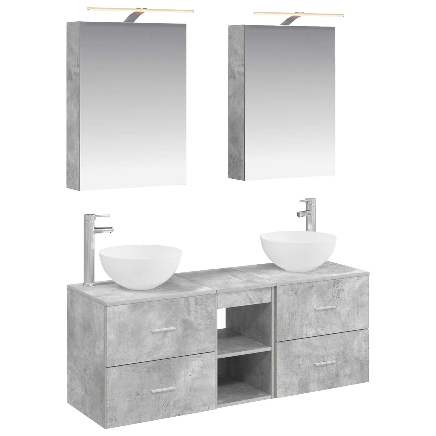 vidaXL Bathroom Furniture Set 5 pcs Concrete Grey