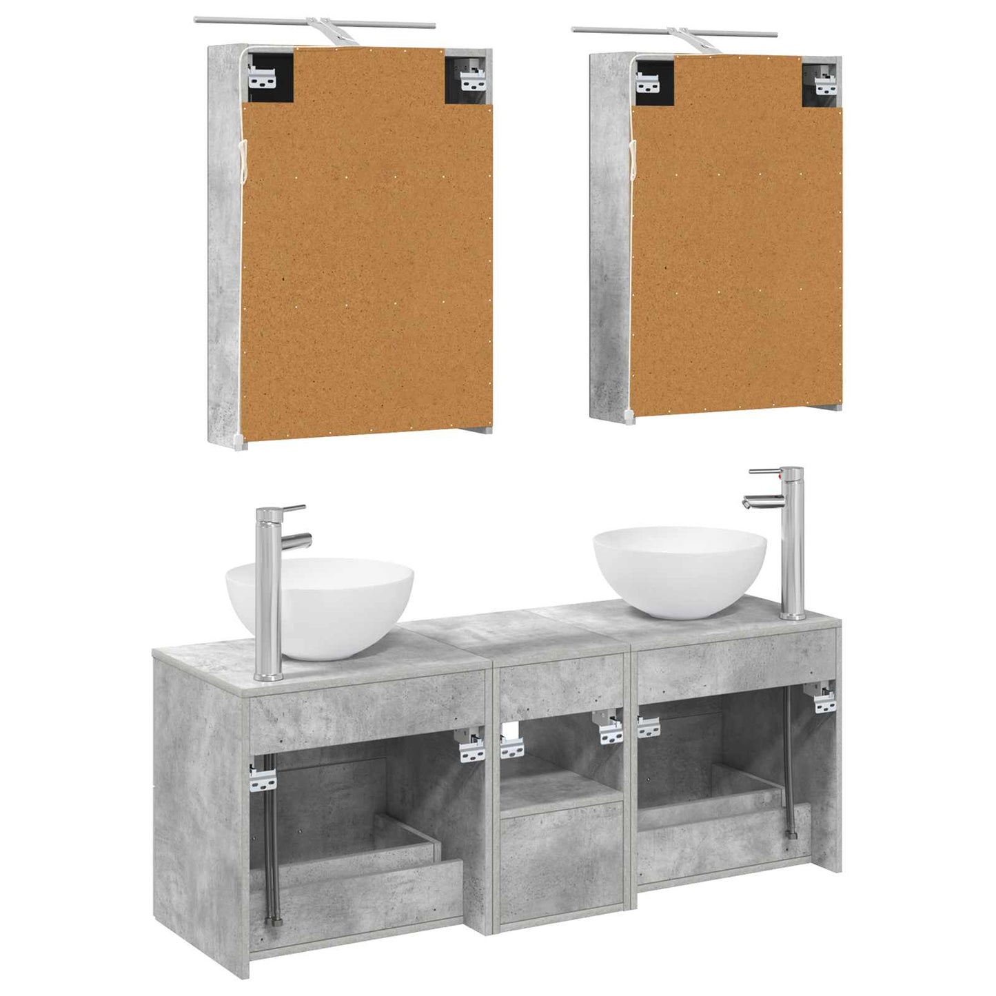 vidaXL Bathroom Furniture Set 5 pcs Concrete Grey