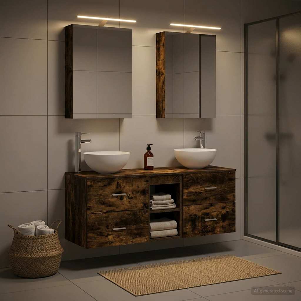 vidaXL Bathroom Furniture Set 5 pcs Smoked Oak