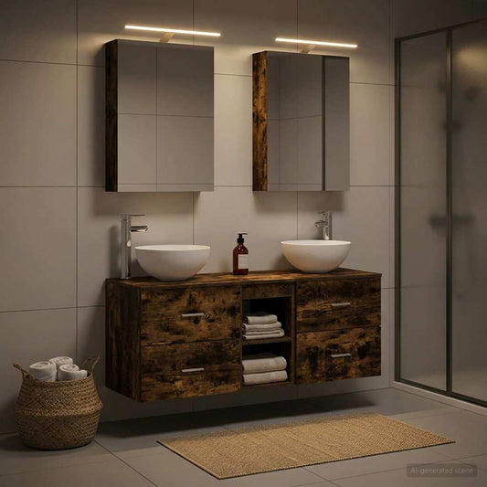 vidaXL Bathroom Furniture Set 5 pcs Smoked Oak
