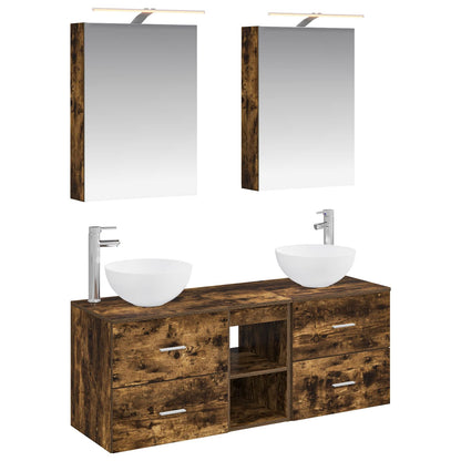 vidaXL Bathroom Furniture Set 5 pcs Smoked Oak