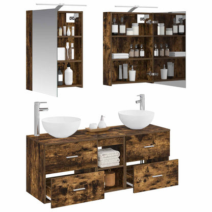 vidaXL Bathroom Furniture Set 5 pcs Smoked Oak