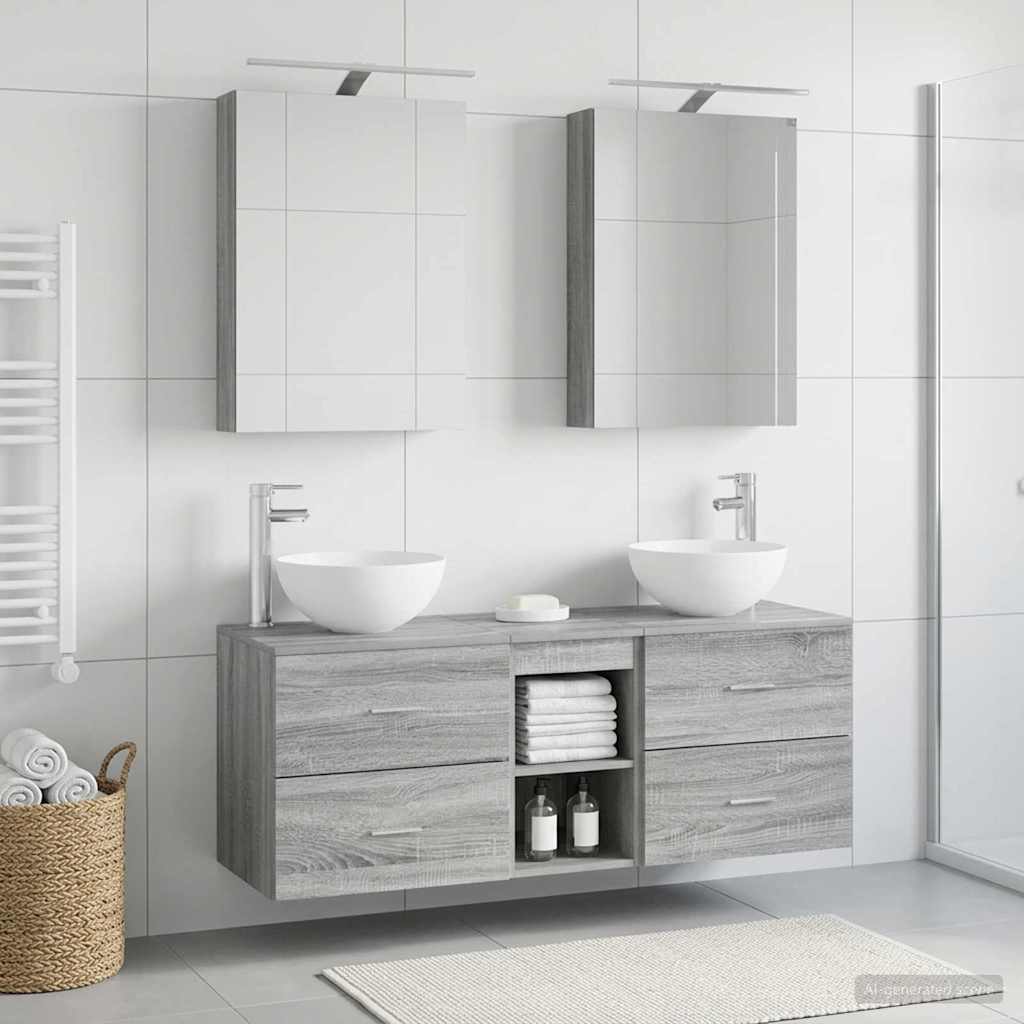 vidaXL Bathroom Furniture Set 5 pcs Grey Sonoma