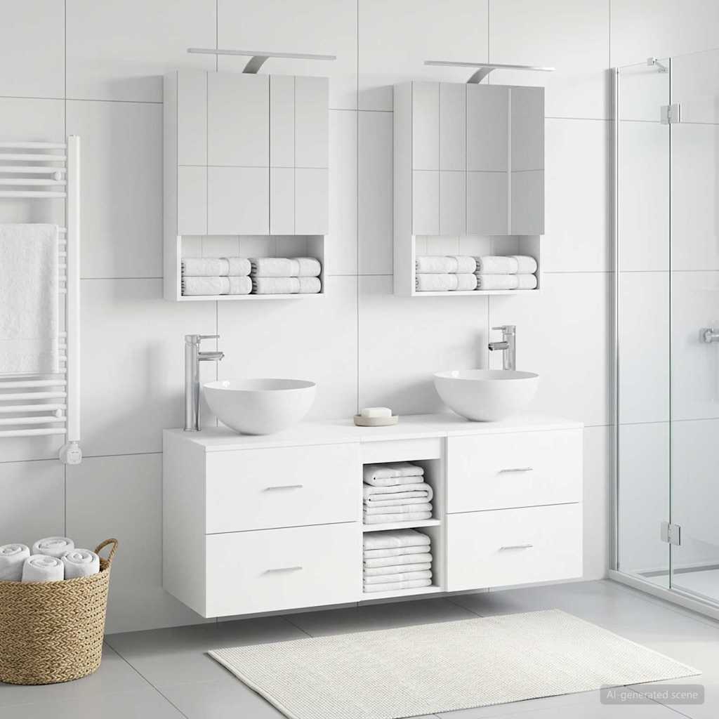 vidaXL Bathroom Furniture Set 5 pcs White Engineered Wood and Glass