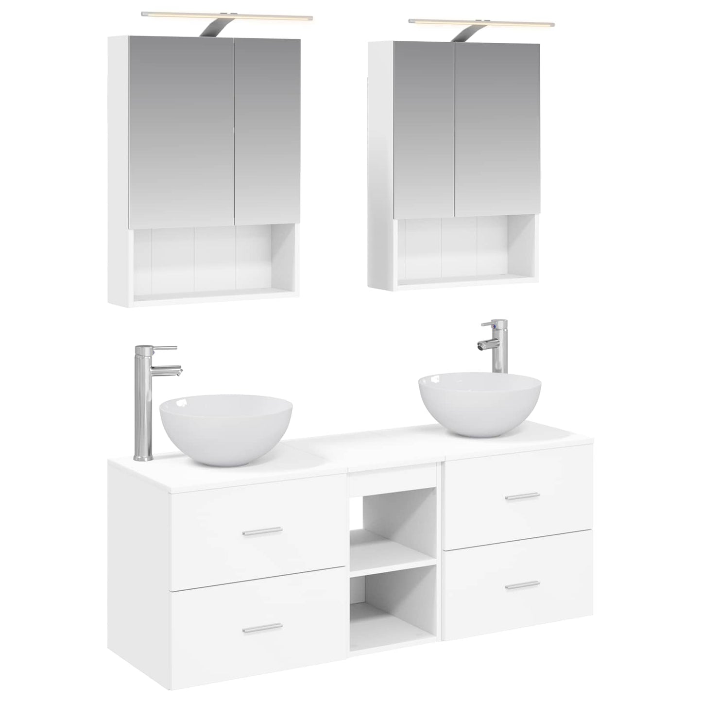 vidaXL Bathroom Furniture Set 5 pcs White Engineered Wood and Glass