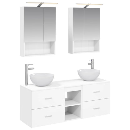 vidaXL Bathroom Furniture Set 5 pcs White Engineered Wood and Glass