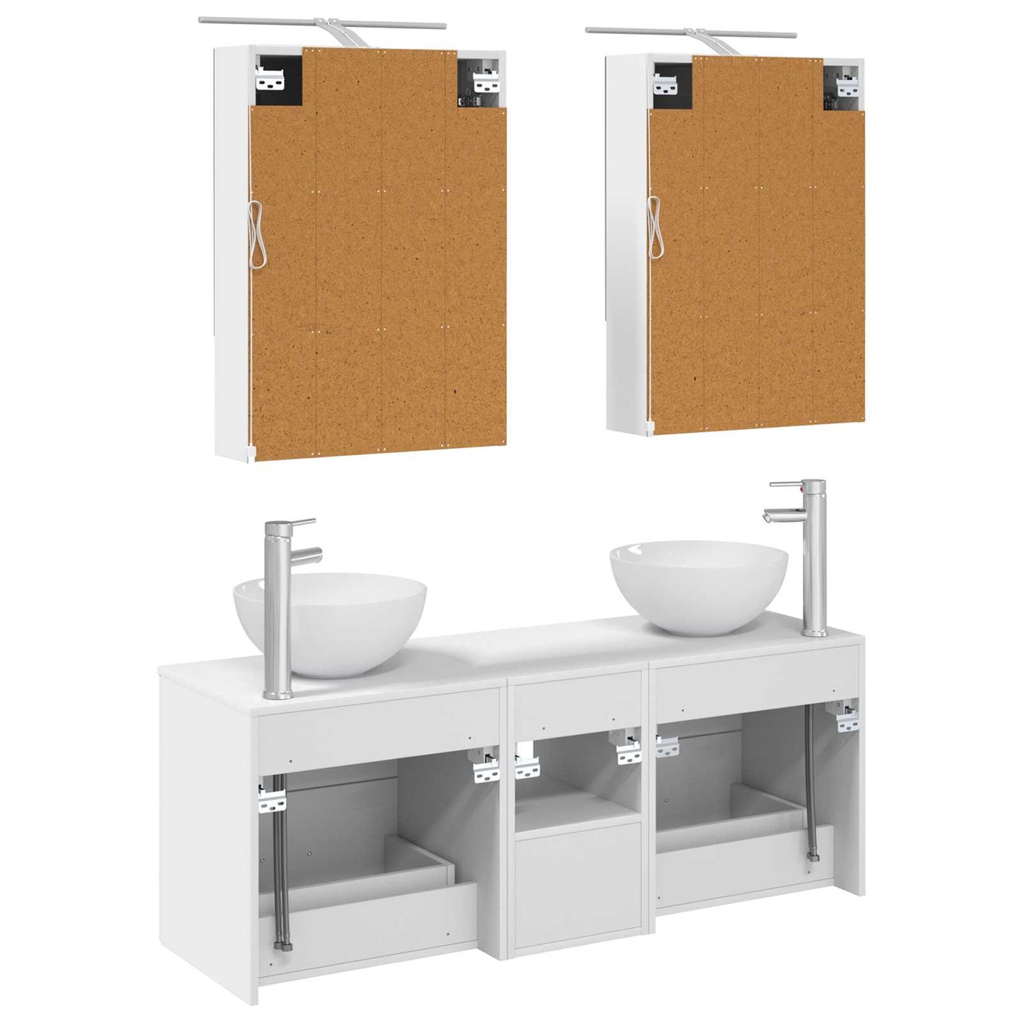vidaXL Bathroom Furniture Set 5 pcs White Engineered Wood and Glass