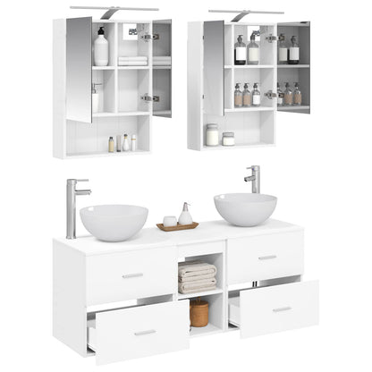 vidaXL Bathroom Furniture Set 5 pcs White Engineered Wood and Glass