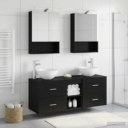 vidaXL Bathroom Furniture Set 5 pcs Black Oak