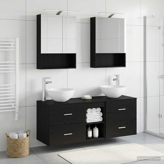 vidaXL Bathroom Furniture Set 5 pcs Black Oak