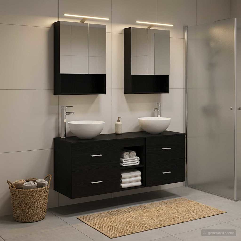 vidaXL Bathroom Furniture Set 5 pcs Black Oak
