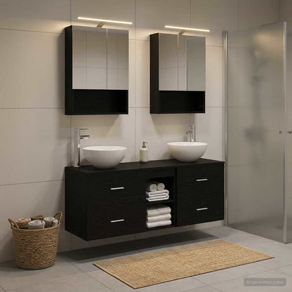 vidaXL Bathroom Furniture Set 5 pcs Black Oak