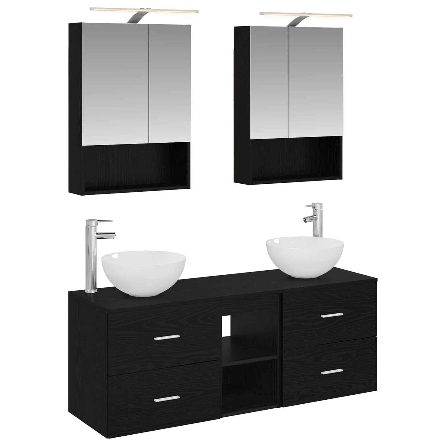 vidaXL Bathroom Furniture Set 5 pcs Black Oak