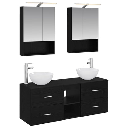 vidaXL Bathroom Furniture Set 5 pcs Black Oak
