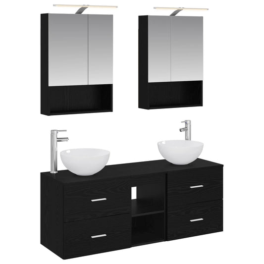 vidaXL Bathroom Furniture Set 5 pcs Black Oak