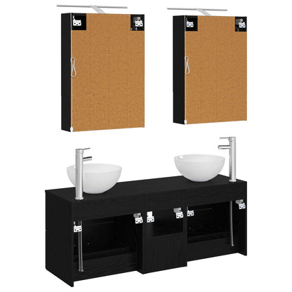 vidaXL Bathroom Furniture Set 5 pcs Black Oak