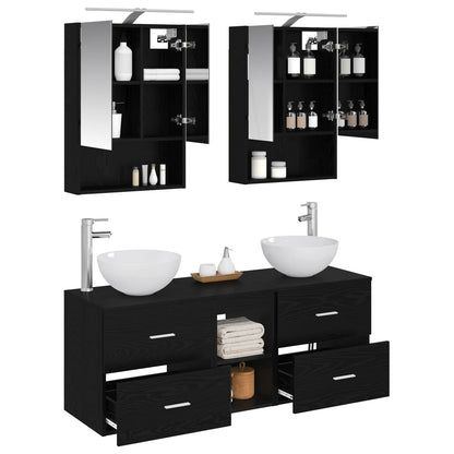 vidaXL Bathroom Furniture Set 5 pcs Black Oak