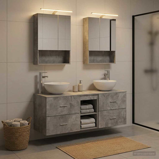 vidaXL Bathroom Furniture Set 5 pcs Concrete Grey