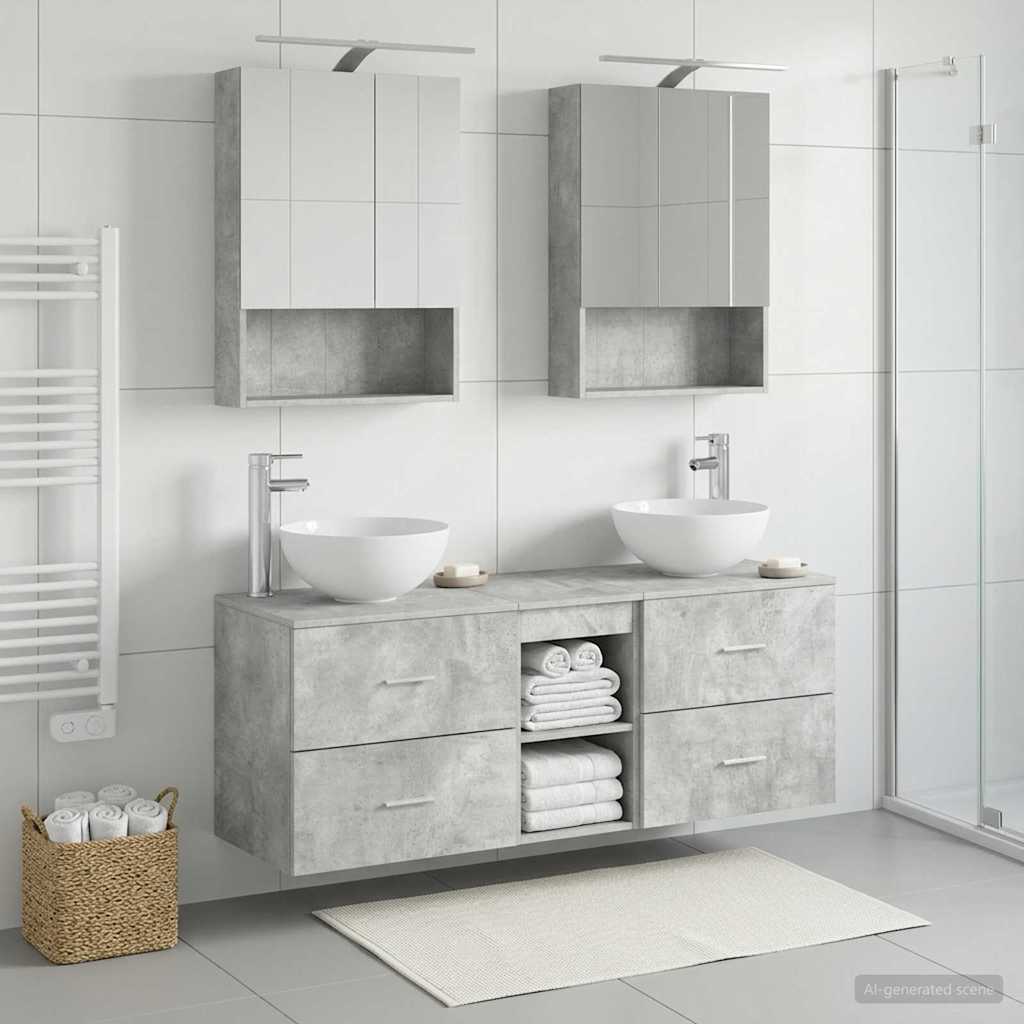 vidaXL Bathroom Furniture Set 5 pcs Concrete Grey