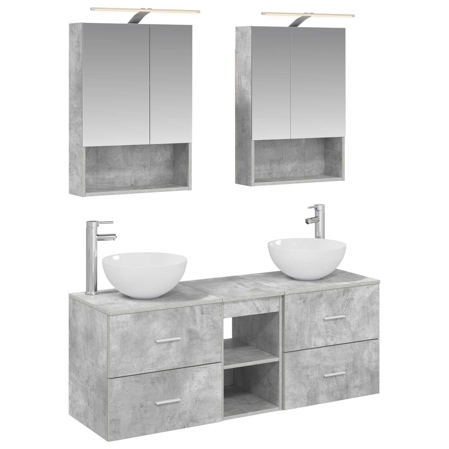 vidaXL Bathroom Furniture Set 5 pcs Concrete Grey