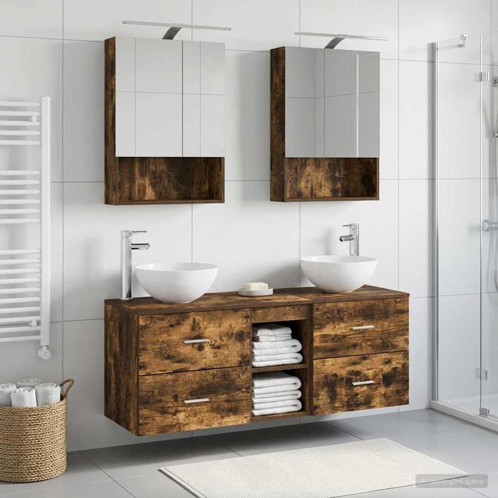 vidaXL Bathroom Furniture Set 5 pcs Smoked Oak