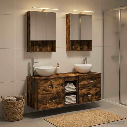 vidaXL Bathroom Furniture Set 5 pcs Smoked Oak