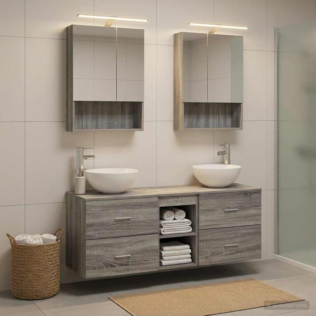 vidaXL Bathroom Furniture Set 5 pcs Grey Sonoma